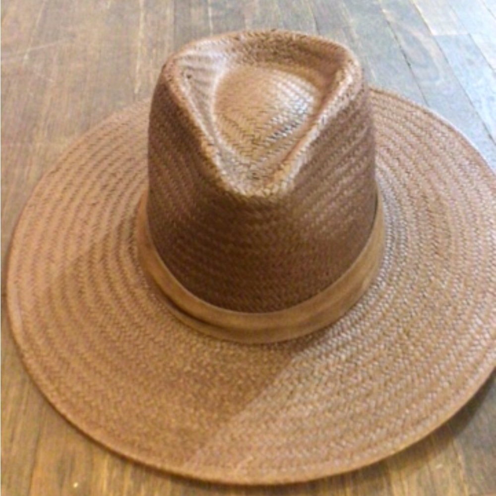 NEW! RARE Wyeth cocoa straw rancher suede band - Picture 1 of 4